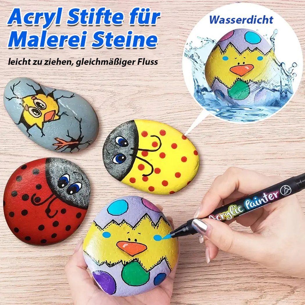 (24-tlg) Acryl-Pinselstift, TUABUR DIY-Malwerkzeug-Set, 24 Farben Künstlerstift