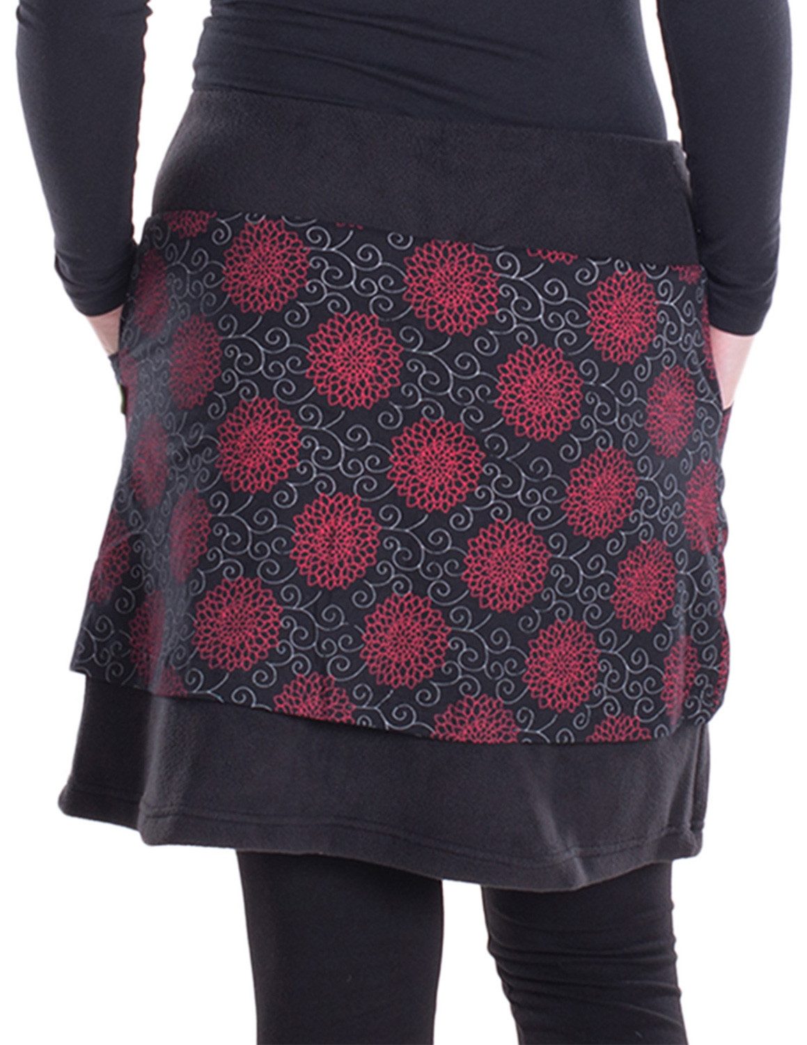 Vishes Minirock Fleecerock Damen Bedruckt Mandala A-Linie Taschen Winterrock Hippie, Retros Style, Alternative Bekleidung
