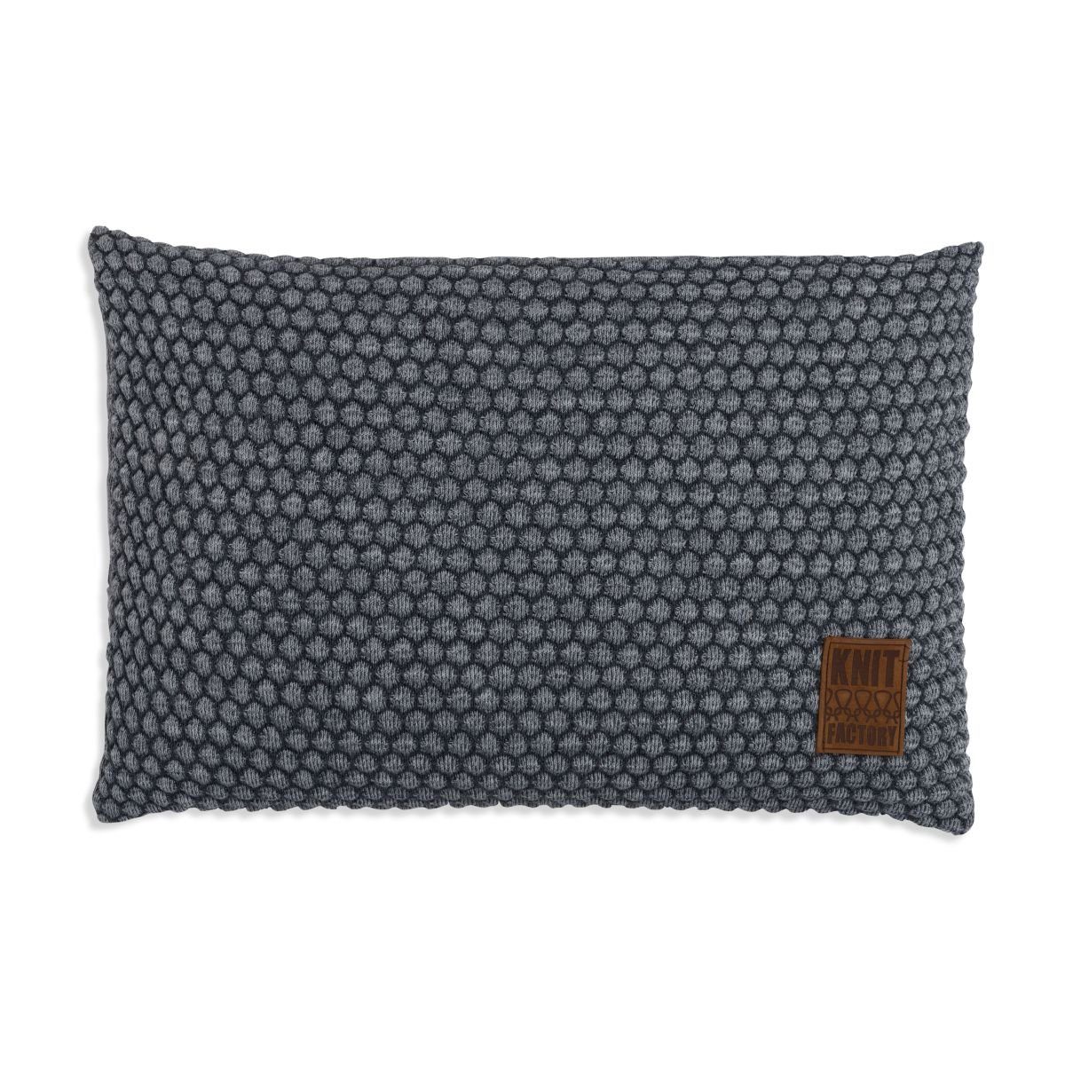 Knit Factory Dekokissen Knit Factory Juul Kissen Anthrazit/Grau - 60x40
