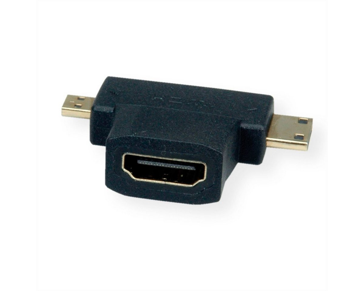 VALUE HDMI T-Adapter HDMI - HDMI Mini + HDMI Micro Audio- & Video-Adapter HDMI Typ A Weiblich (Buchse) zu HDMI Typ C (Mini) Männlich (Stecker)