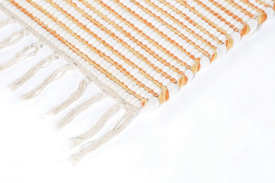Teppich Milo 1, Andiamo, rechteckig, Höhe: 5 mm, Handweb Teppich,  Flachgewebe, reine Baumwolle, handgewebt, mit Fransen