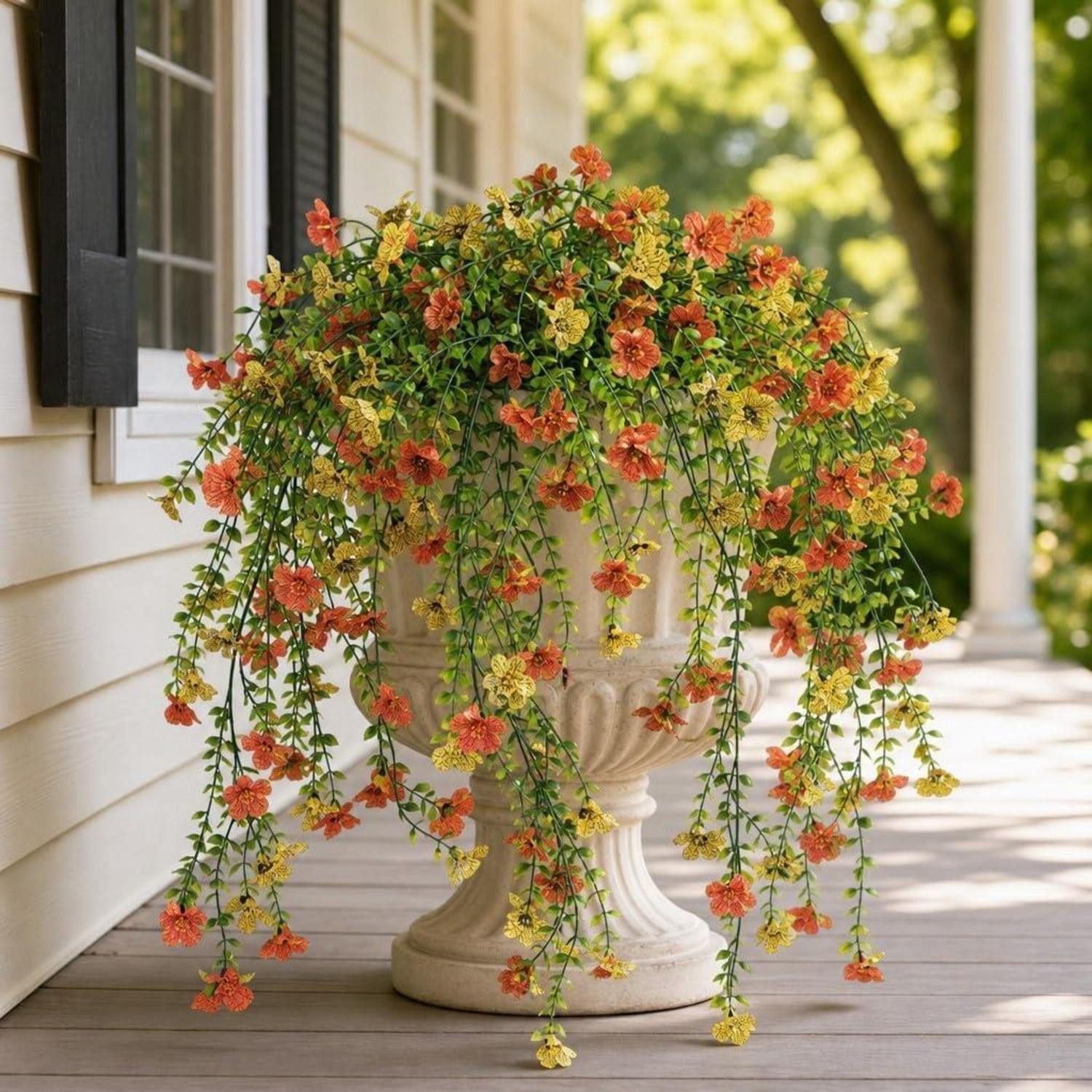 Kunstblume 4x Künstliche Hängeblumen Eukalyptus UV-beständig, LuxusKollektion