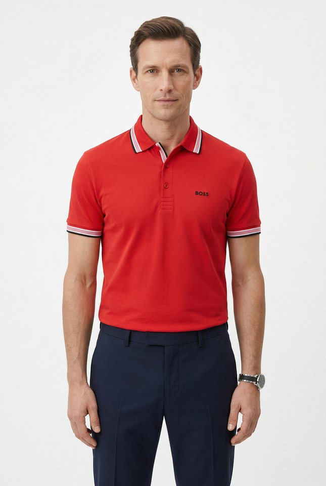BOSS GREEN Poloshirt Paddy Regular Fit atmungsaktive Piqué-Webstruktur, Flachstrickkragen, gerader Schnitt