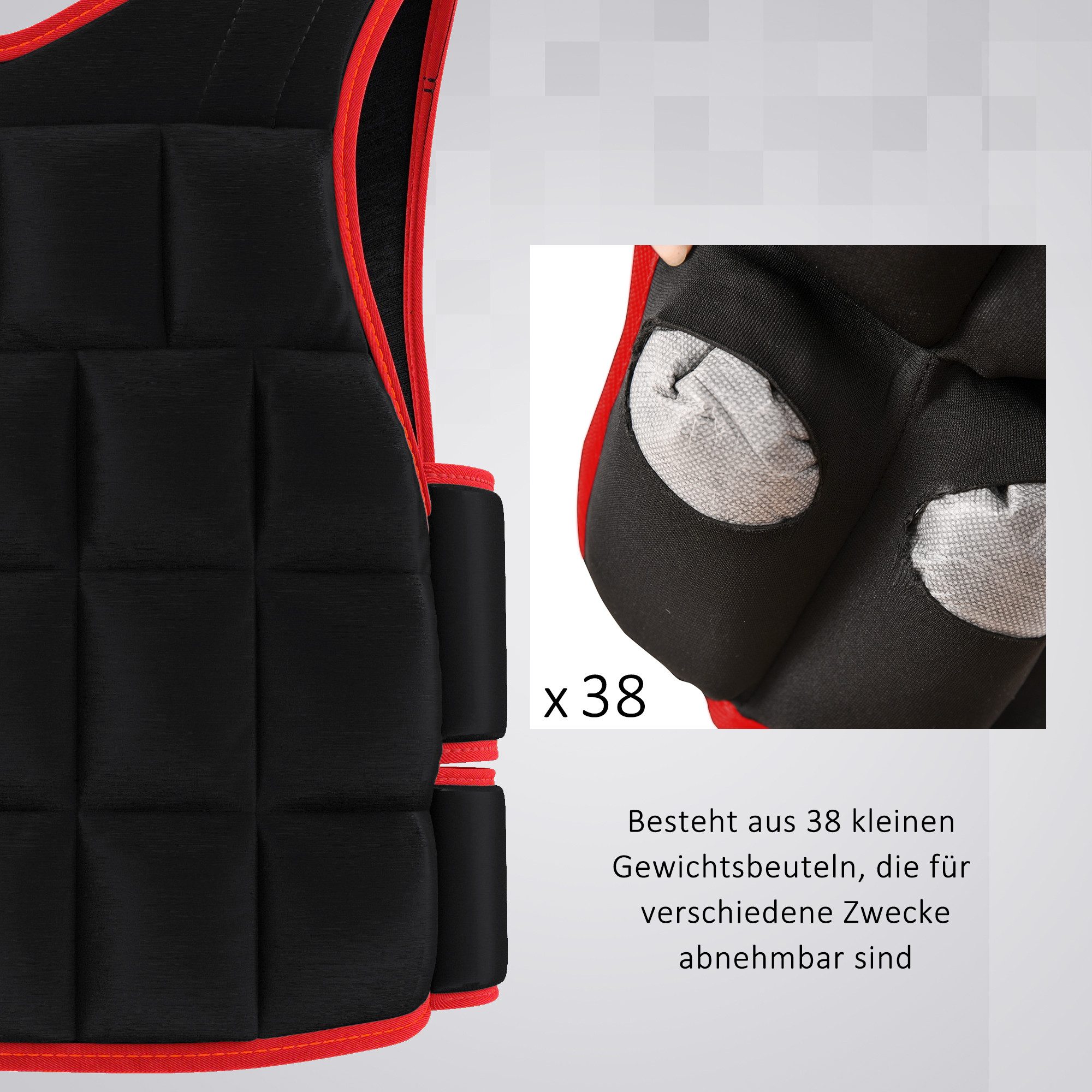 FANNOU Gewichtsweste Trainingsweste mit doppelten Gurten, 20kg, verstellbar Krafttraining Fitness Oxford Metall-Sand