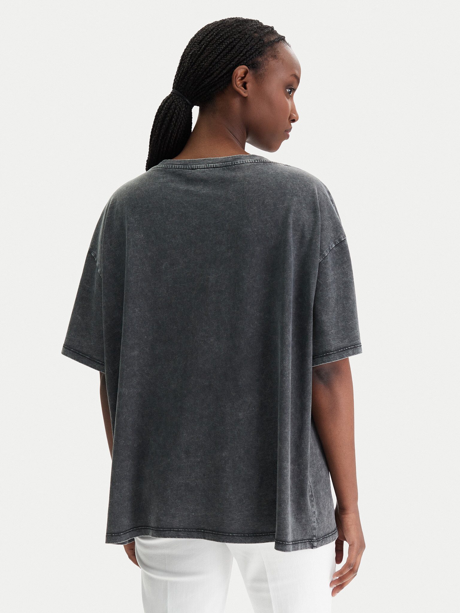 Liu Jo T-Shirt - Damen T-Shirt mit Print & Strass -.Oversize Shirt Baumwolle - washed