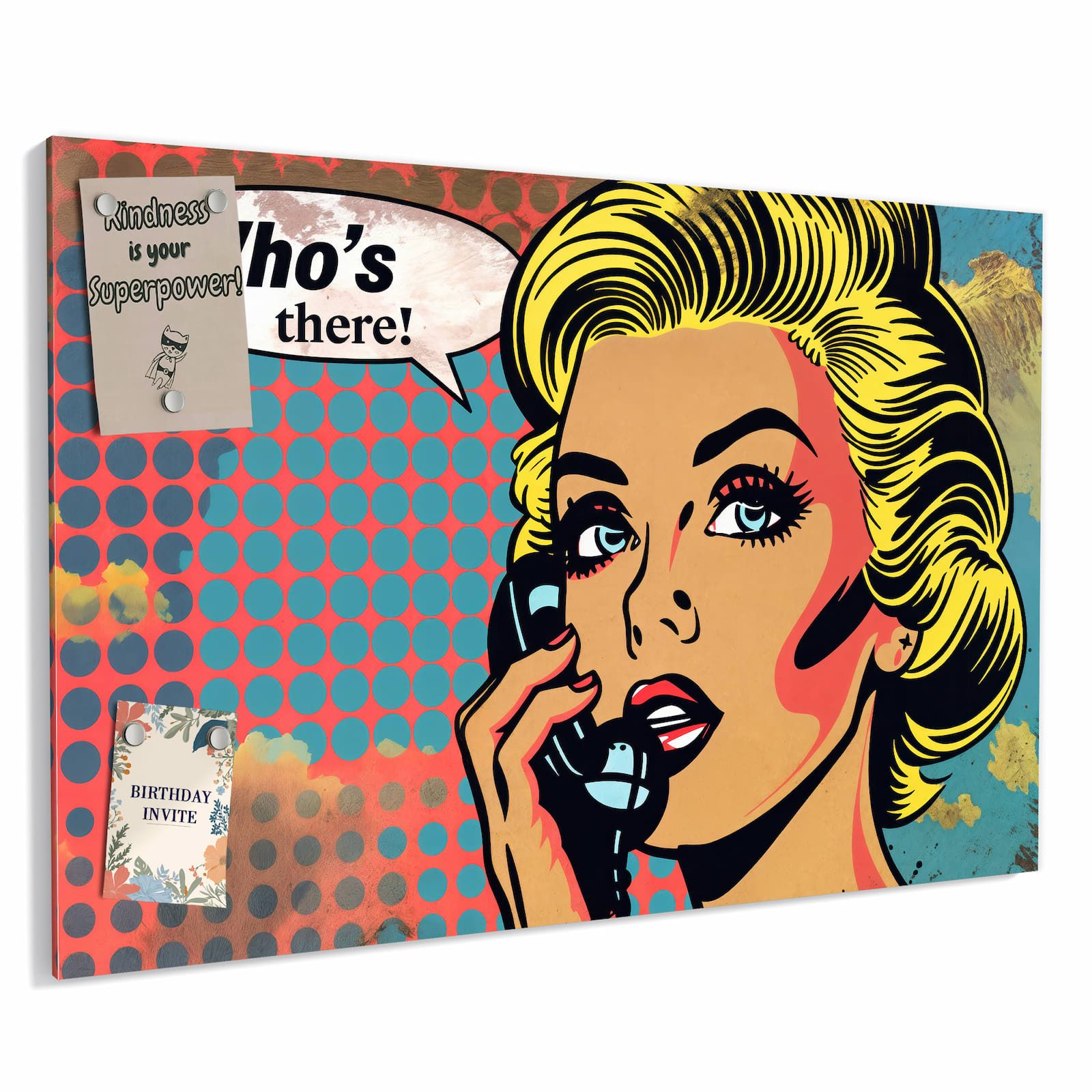 Primedeco Memoboard Metall Telefonierende Frau – beschreibbar & magnetisch, (Inklusive Stift, Magnete und Montagematerial, 1-tlg., 9 verschiedene Größen), Magnetisch und Beschreibbar