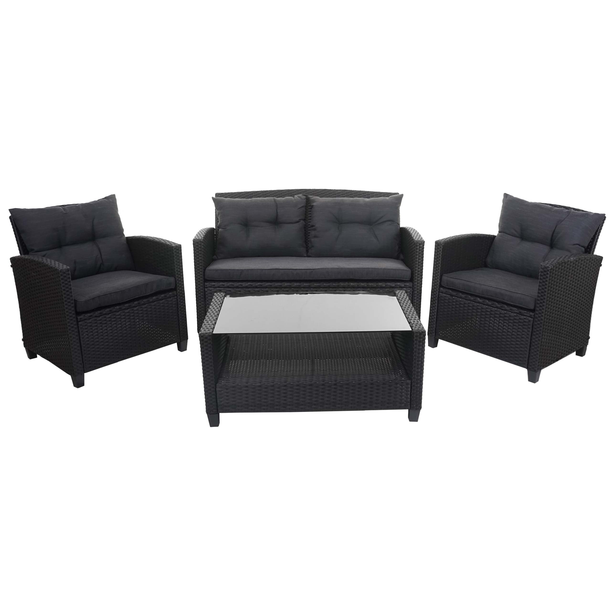 PROREGAL® Gartenlounge-Set XXL Poly-Rattan Garnitur Balkon-Set Sitzgruppe mit Kissen