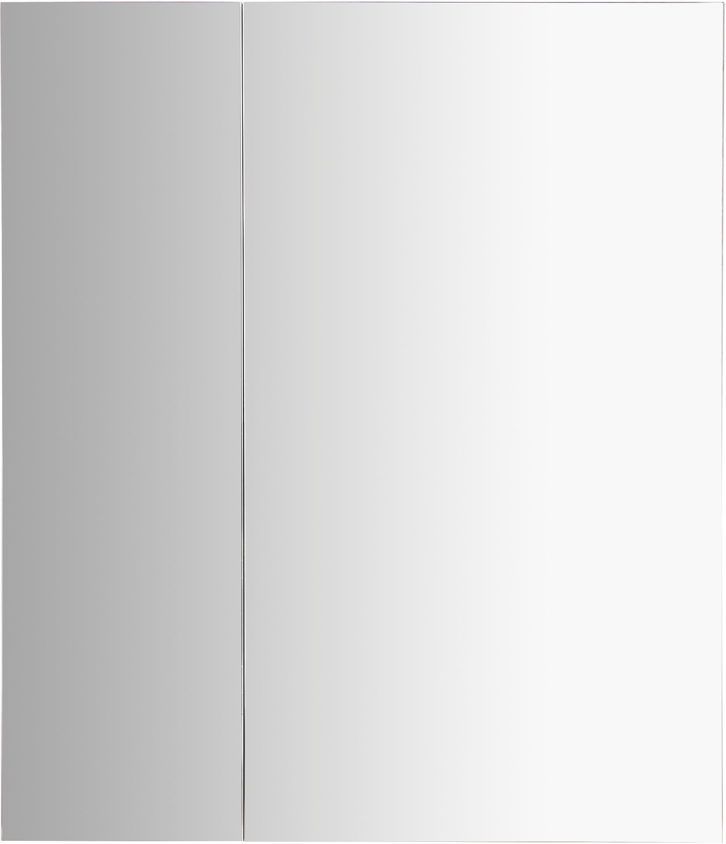 welltime Spiegelschrank Lund Badschrank Schrank Bad WC Spiegel ohne LED Badezimmerspiegelschrank Spiegel Badspiegel mit 2 Türen Breite 60cm