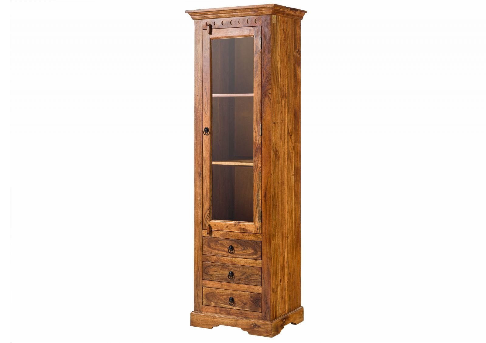 Massivmoebel24 Standvitrine OXFORD (Vitrine Akazie 60x44x190 honig lackiert OXFORD #0528) Vitrine Akazie 60x44x190 honig lackiert OXFORD #0528
