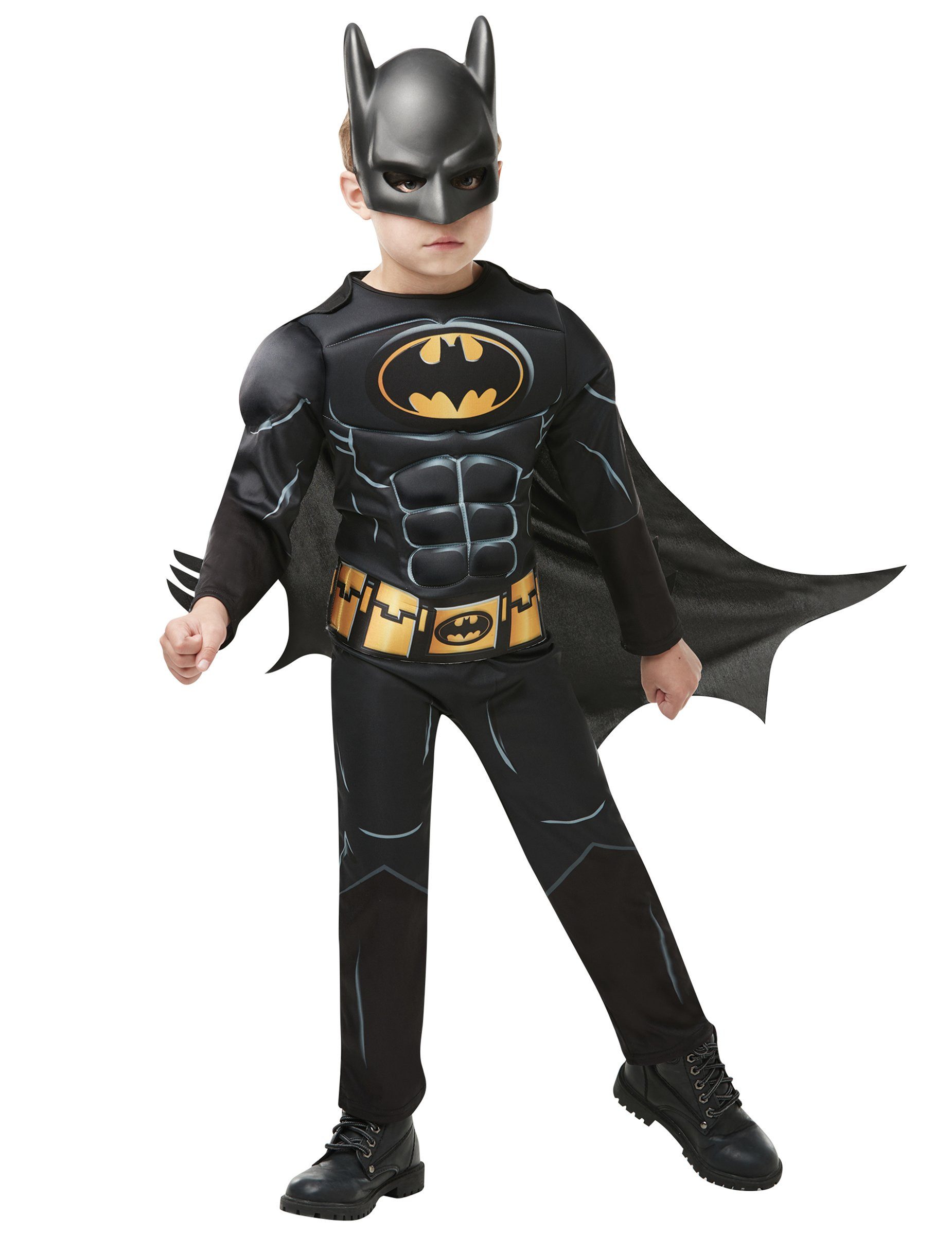 Rubie´s Kostüm Batman-Kostüm für Jungen mit Maske Deluxe Faschingskostüm schwarz-gelb