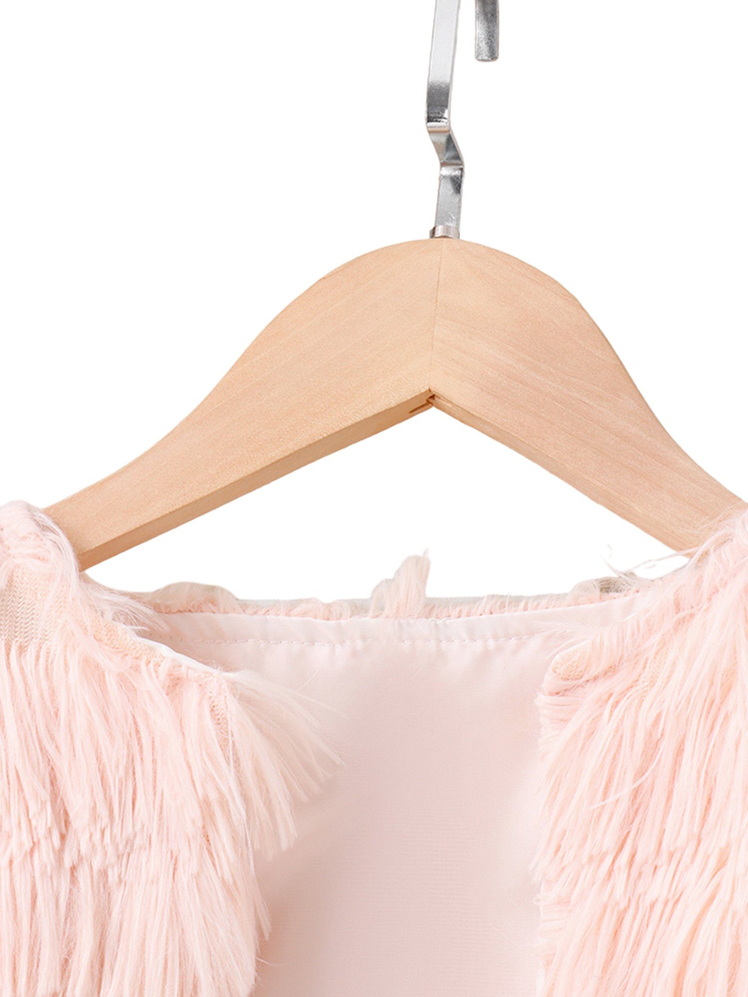 Herbst Partykleid LAPA Kinderanzug, (Set, Weißes eleganter Plüschjacke zweiteiliger und Strickkleid 2-tlg) Mädchen für rosa Anzug Winter