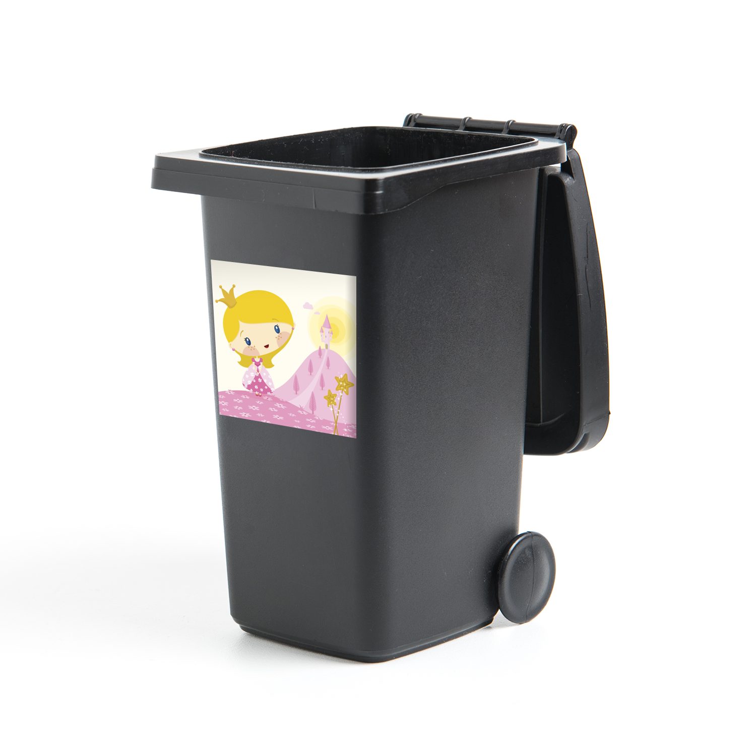 Illustration (1 Wandsticker MuchoWow Prinzessin Abfalbehälter Paar Mülltonne, einer einem Mülleimer-aufkleber, Feenstöcke St), Container, mit Sticker,