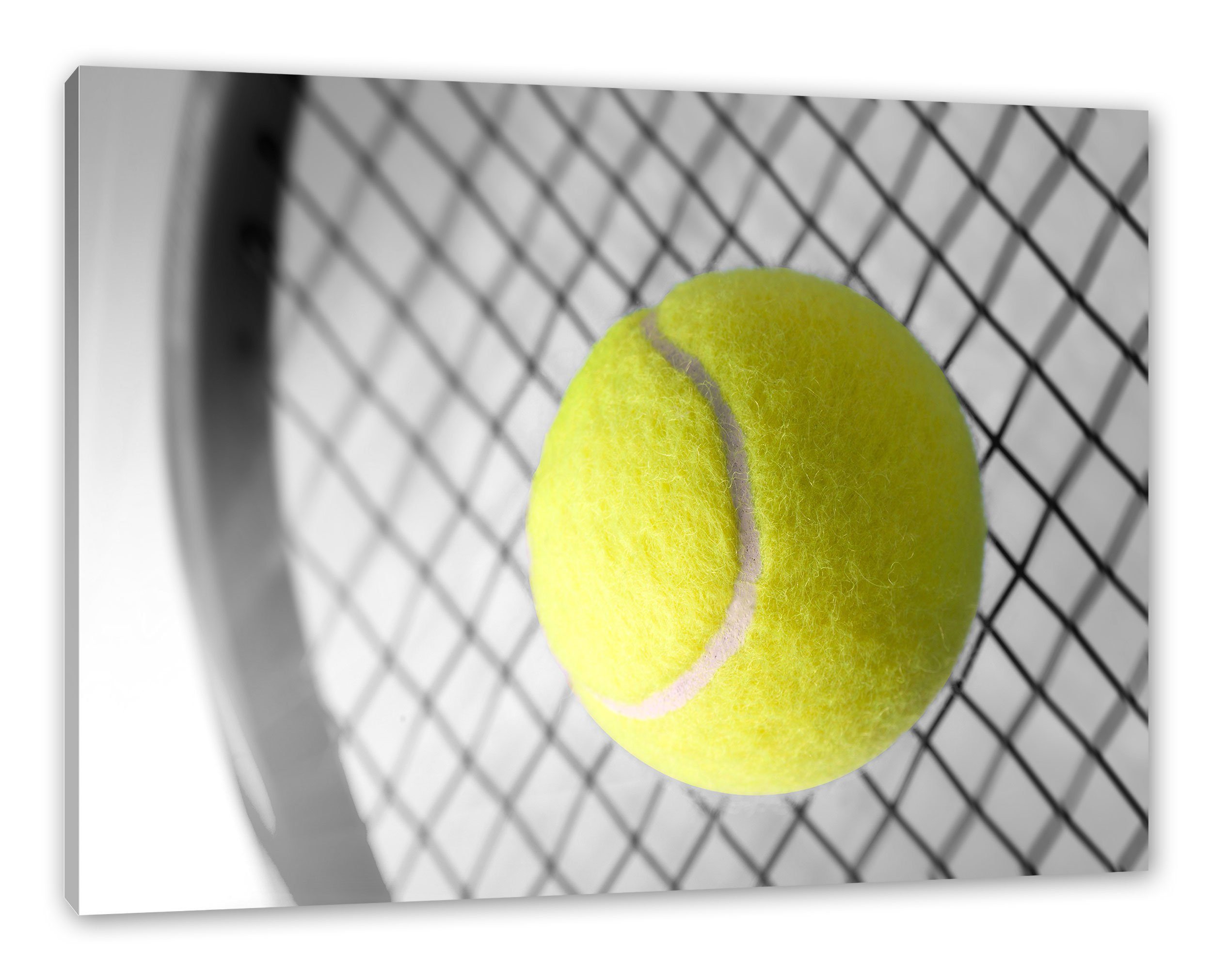 Pixxprint Leinwandbild Tennisschläger Tennisball, Tennisschläger Tennisball (1 St), Leinwandbild fertig bespannt, inkl. Zackenaufhänger