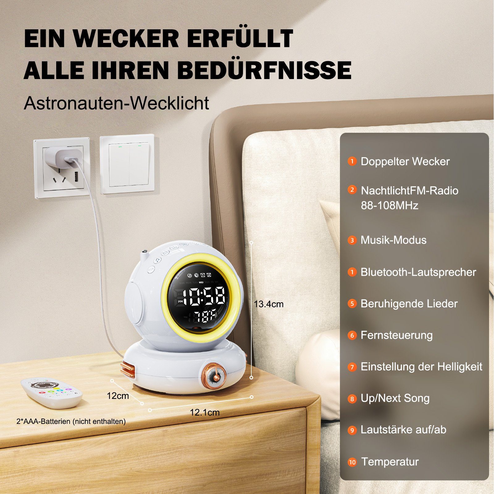 MUPOO Wecker Wecker Digital,LED-Nachtlicht Wecker,FM Radio mit Sunrise Simu günstig online kaufen