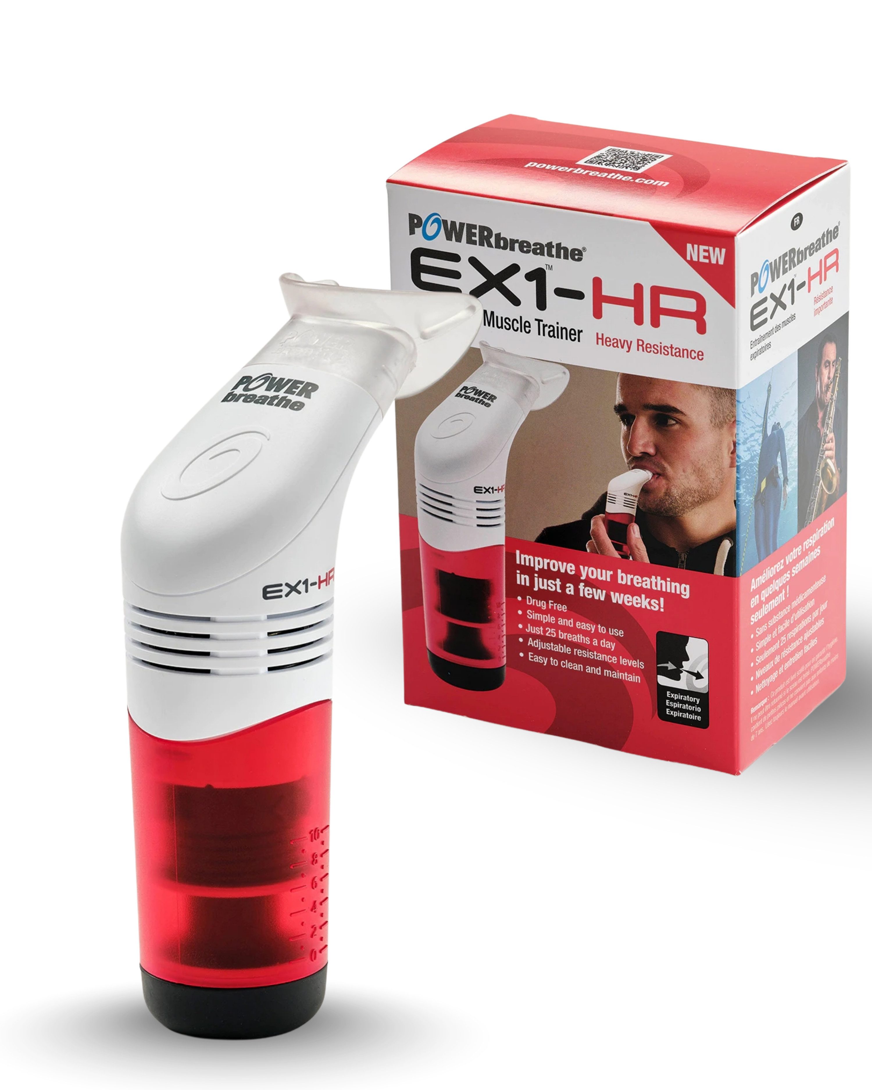 Powerbreathe Atemtrainer EX1, Lungentrainer, Atemkraft, Gesundheit, Sport, Ausdauer, Training