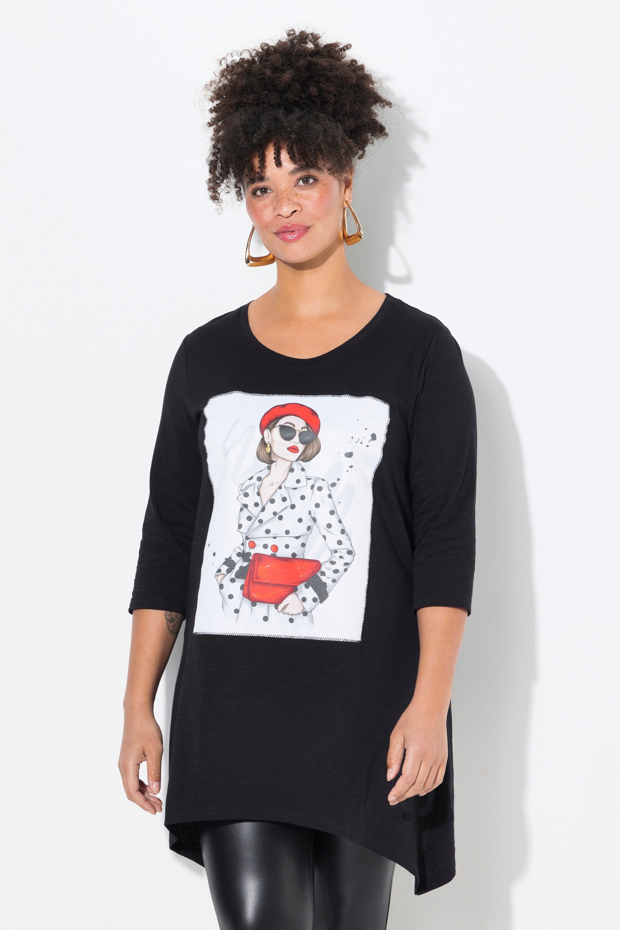 MIAMODA T-Shirt T-Shirt A-Linie Model-Motiv Zipfelsaum