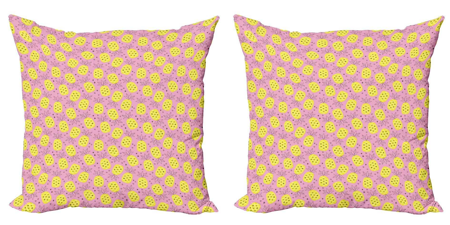 Kissenbezüge Modern Accent Doppelseitiger Digitaldruck, Abakuhaus (2 Stück), Ananas Ananas-Herz-Pop-Art