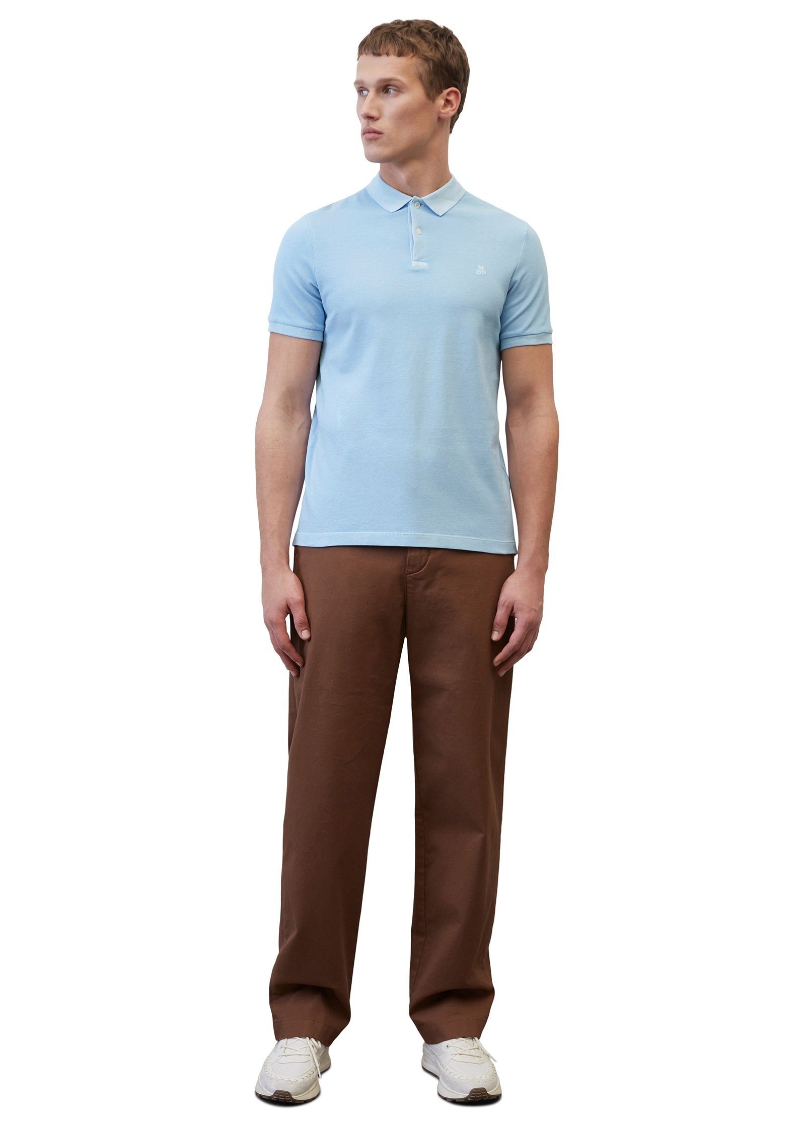 O'Polo Organic Cotton-Stretch Marc himmelblau Poloshirt aus