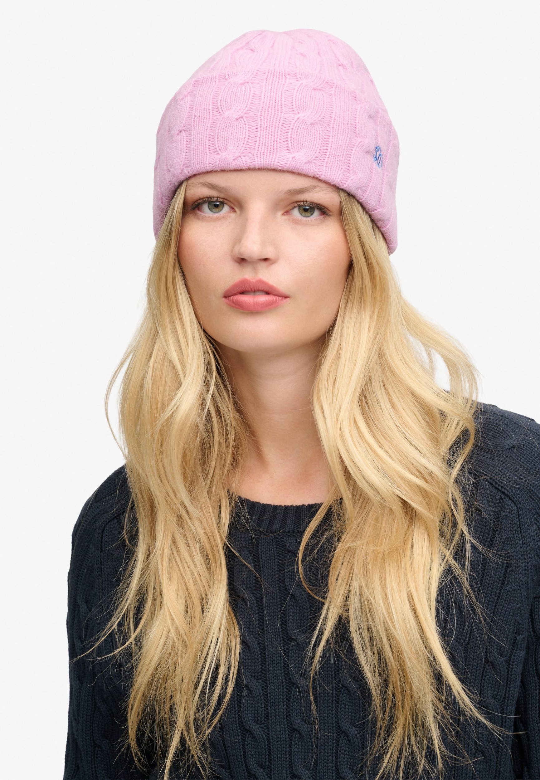 Superdry Strickmütze PREMIUM CABLE KNIT BEANIE HAT Lilac Blush Pink