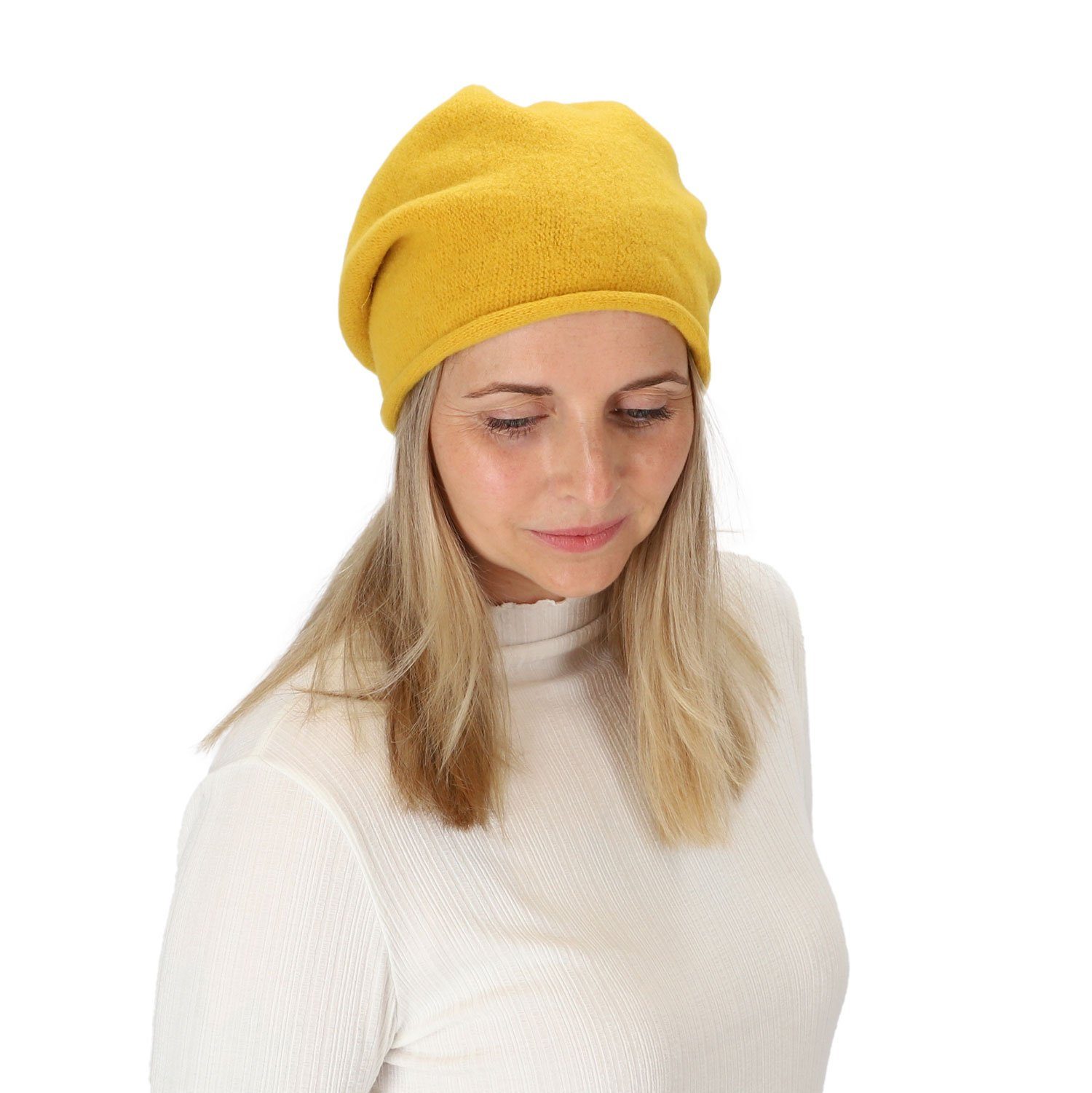 halsüberkopf Accessoires Beanie Mütze mit Rollrand modische Wintermütze gelb