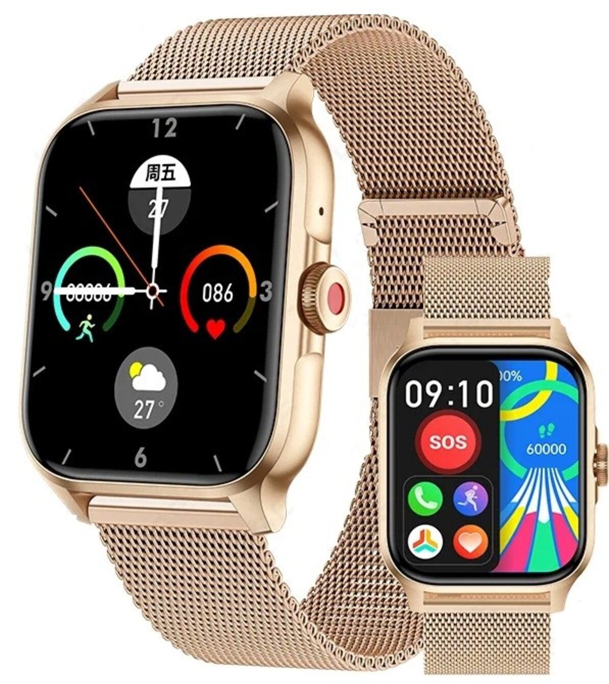 Nagham Ghazal Aswad Smartwatch Luxus Bluetooth Anruf Sport Wasserdichte 1,85 Zoll 2025 Smartwatch (3,8cm cm)