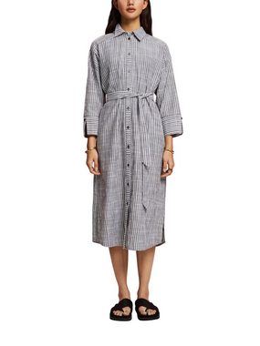 Esprit Midikleid Hemdblusenkleid mit Gürtel, 100 % Baumwolle