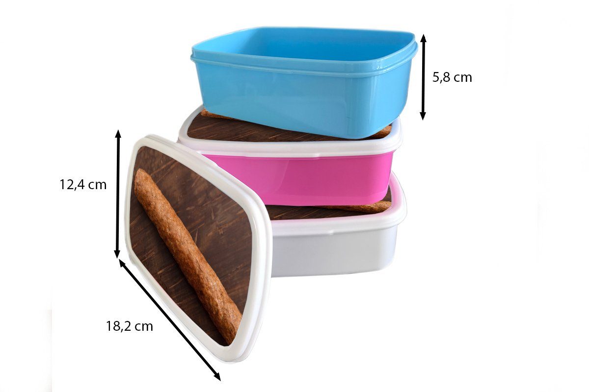 MuchoWow Lunchbox Frikandel Brotdose, Hintergrund, hölzernen auf leckerer weiß Brotbox für Kinder einem Jungs Mädchen Erwachsene, Kunststoff, und Ein (2-tlg), und für