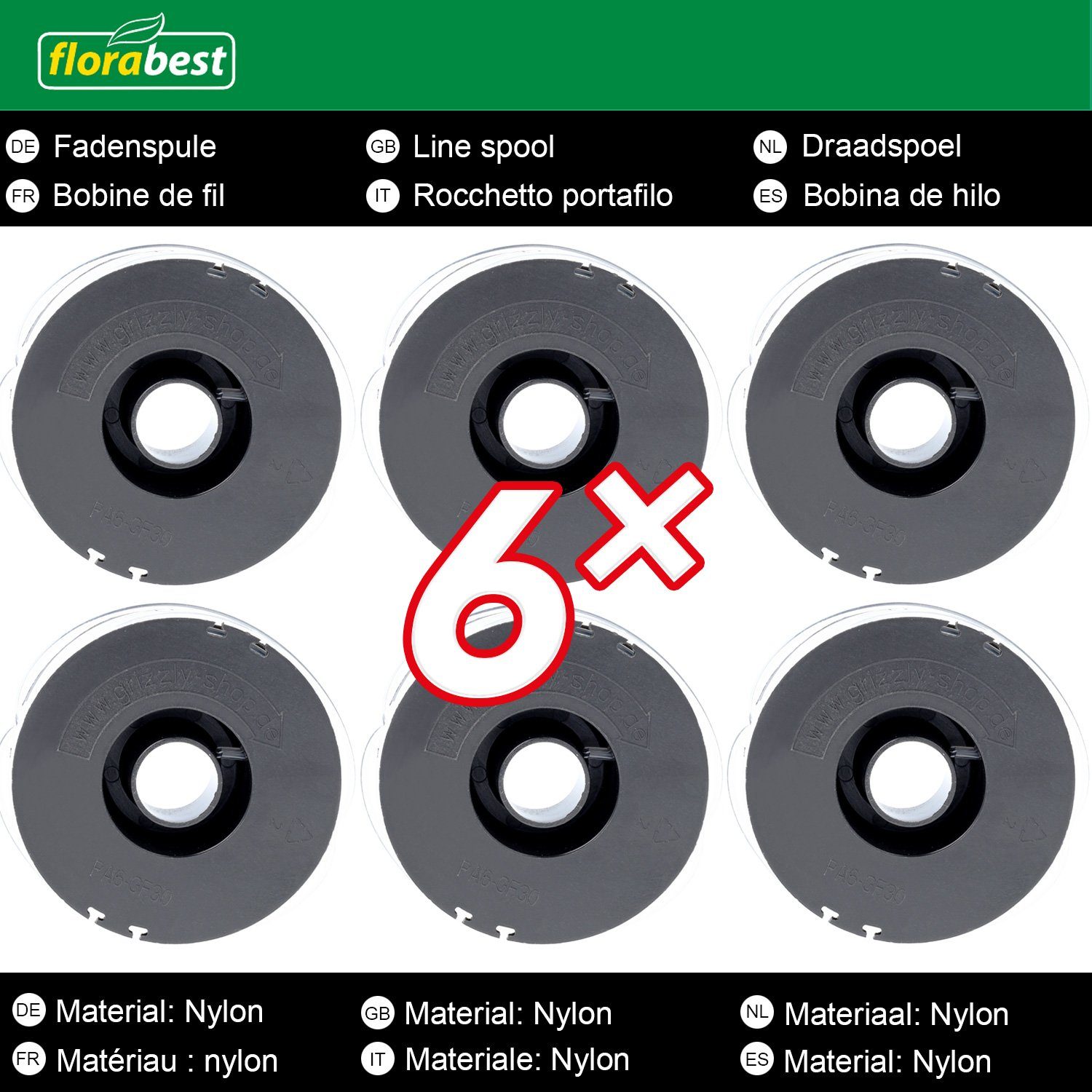 Florabest Rasentrimmer-Ersatzspule Original LIDL Doppelfadenspulen, (FRT 450 A1,B2,FRT 430, 430/10, 6-St)