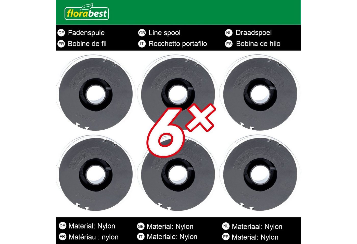 Thumbnail - Florabest Rasentrimmer-Ersatzspule Original LIDL Doppelfadenspulen, (FRT 450 A1,B2,FRT 430, 430/10, 6-St)