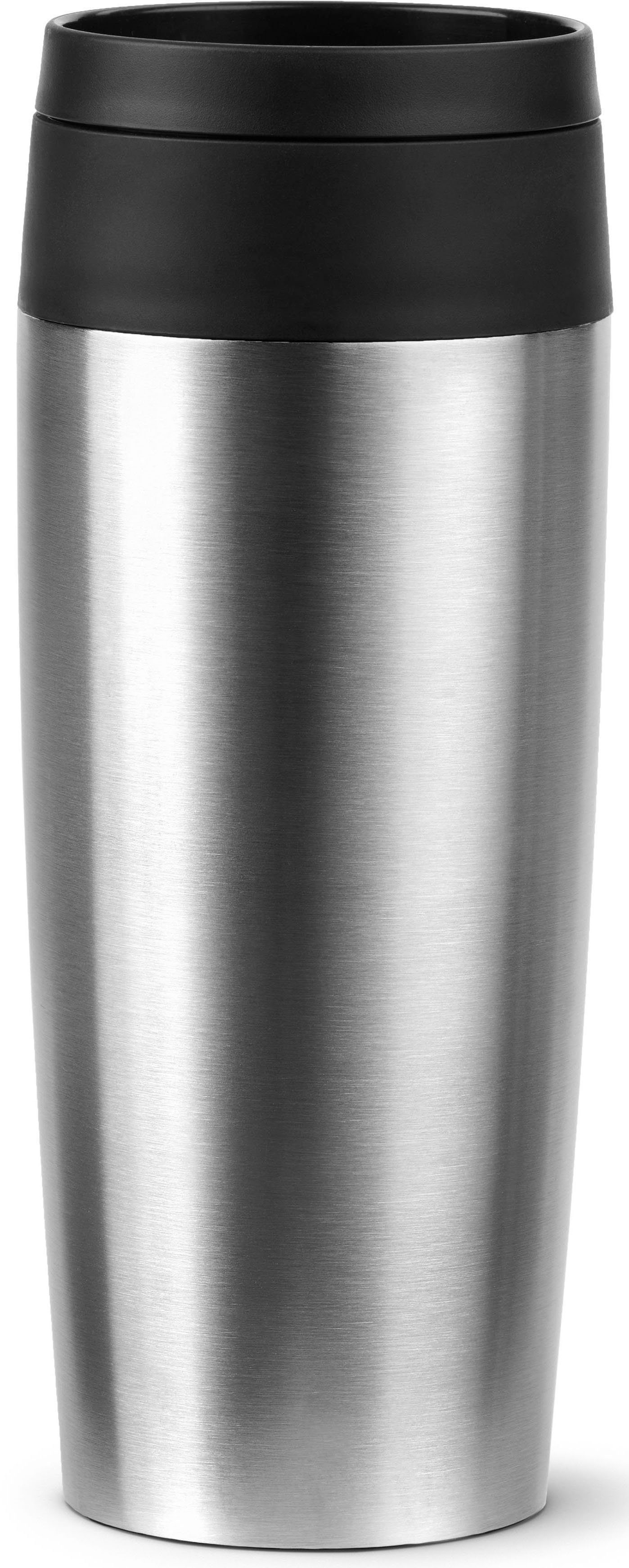 Emsa Thermobecher Travel Mug Classic, Edelstahl, Kunststoff, Silikon, 4h heiß, 8h kalt, 100% dicht, spülmaschinenfest, 360°-Trinköffnung