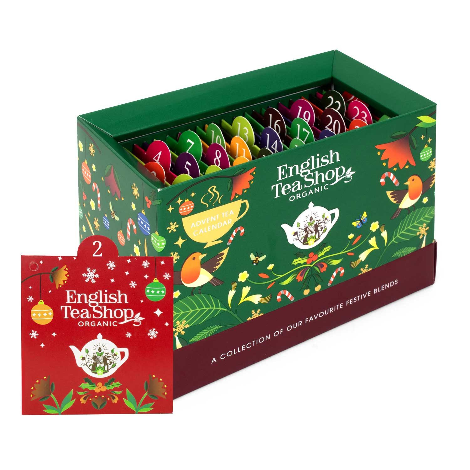 English Tea Shop Tee Adventskalender "Christmas Countdown" grün, BIO, 25 Teebeutel, Verschiedene Geschmacksrichtungen. Ideal zum Durchprobieren.
