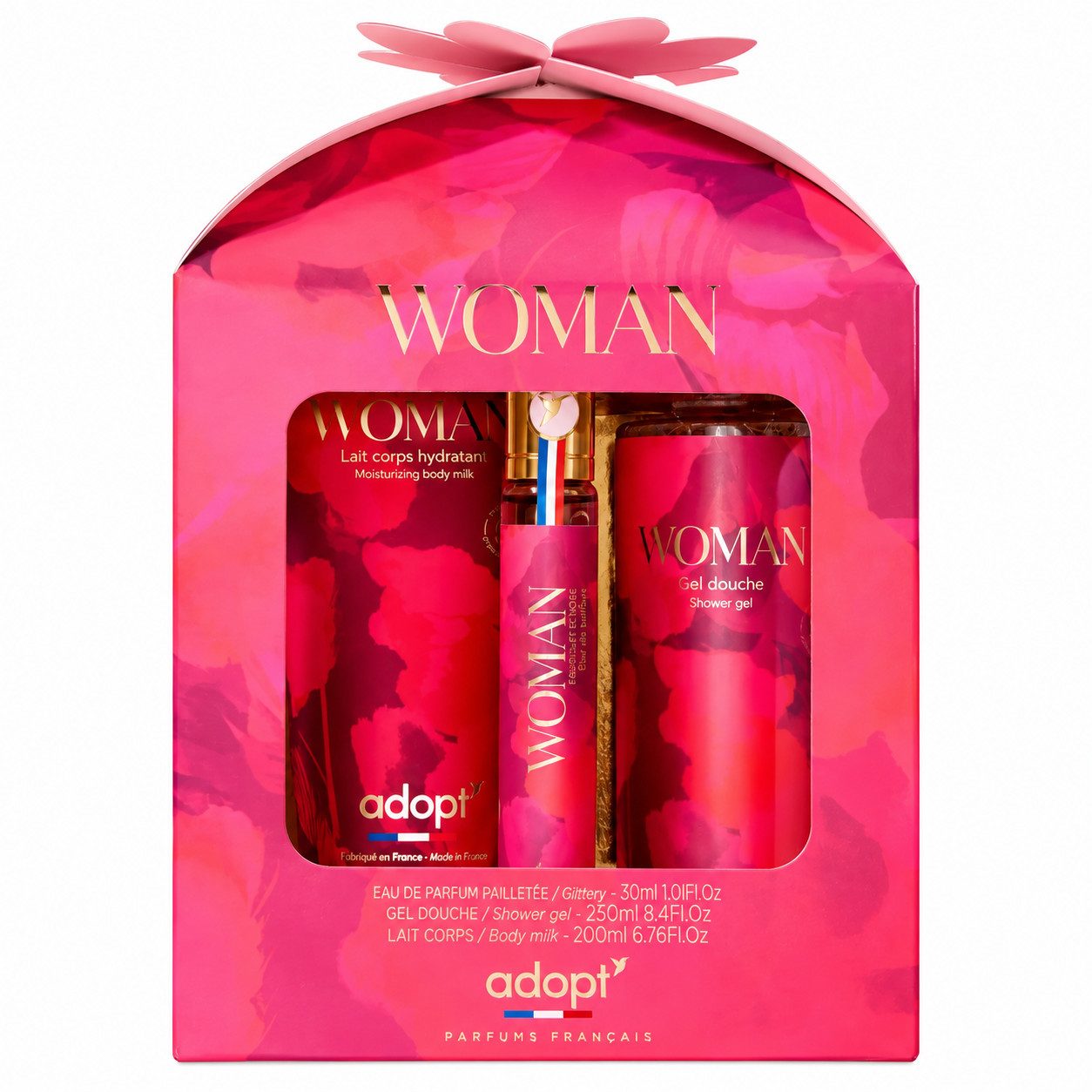 adopt Eau de Parfum Geschenkset Damen - "WOMAN" Duschgel, EDP, Body Milk