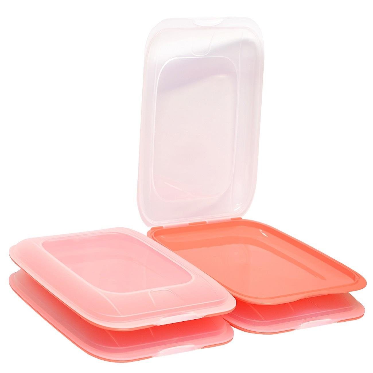 Engelland Frischhaltedose Aufschnittdosen, Aufschnittbox, PP-Kunststoff, BPA-frei, (Vorteils-Set, 4-tlg., mit transparentem Deckel), stapelbar, platzsparend, Ordnung im Kühlschrank, Organizer, Stapelbox