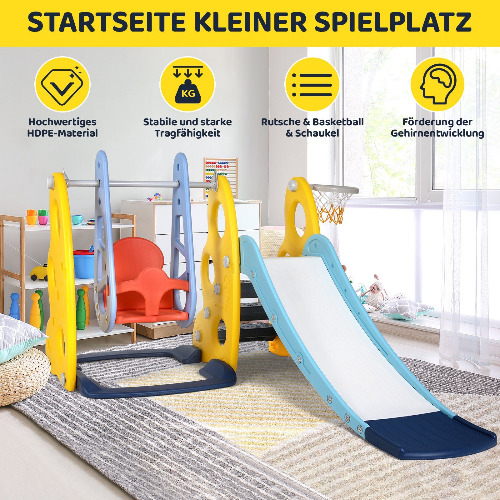 Indoor-Rutsche, 3 Kinderrutsche in Spielplatz, Femor Schaukel Kinder 1