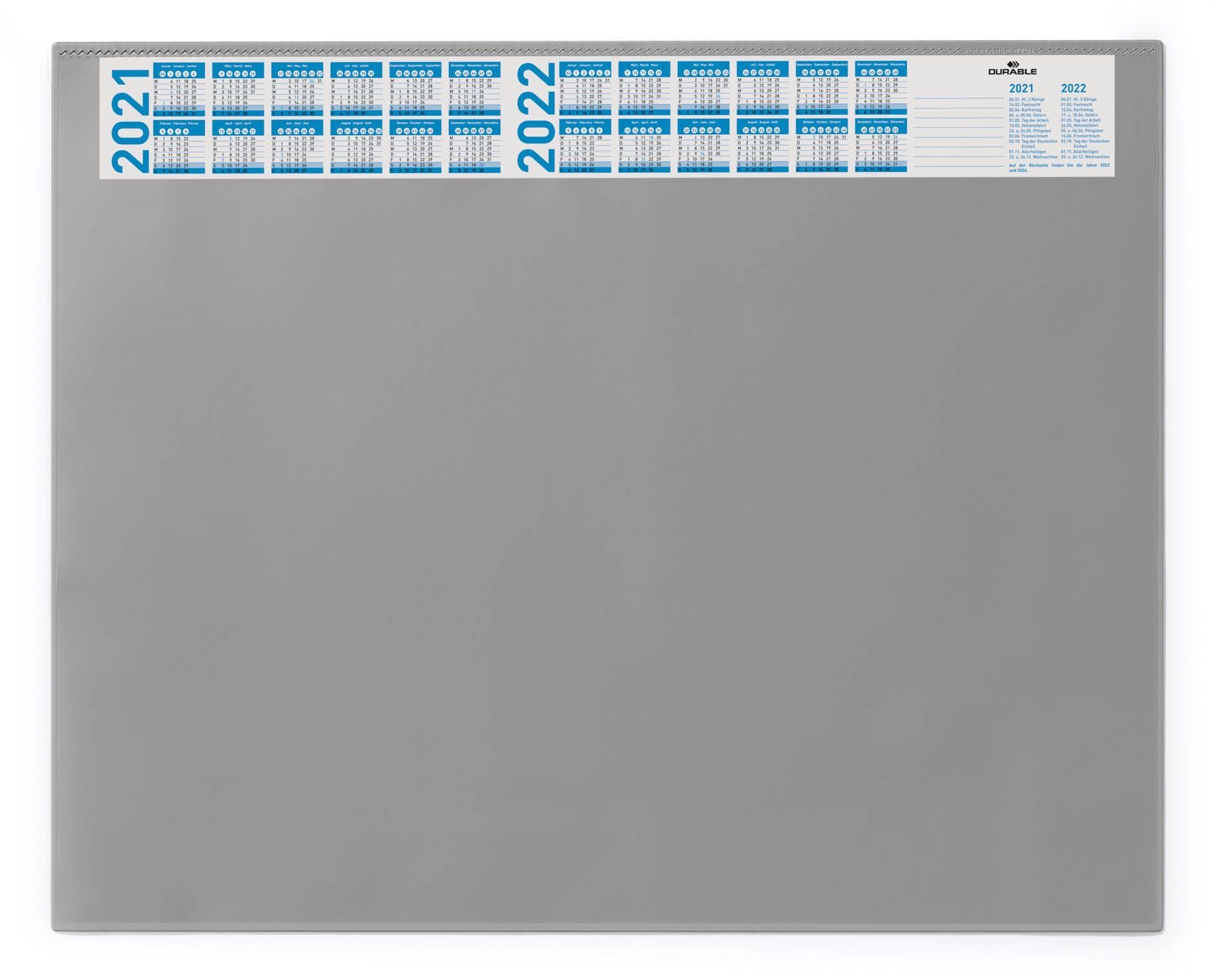 DURABLE Handgelenkstütze DURABLE Schreibunterlage Vollsichtpl/Kalender 65x52cm grau