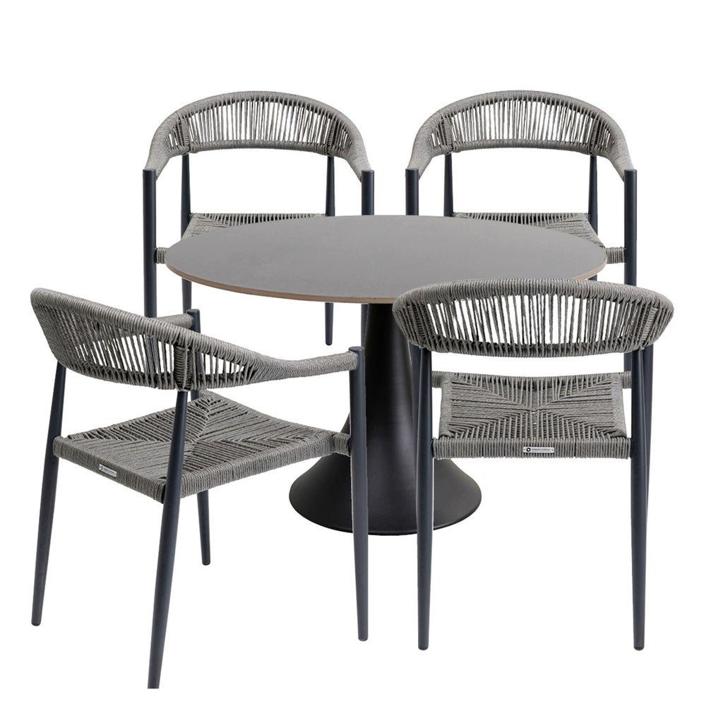 Kare Design Gartenlounge-Set Palma Possibilita, (5-tlg., 4 Stühle, 1 Esstisch)