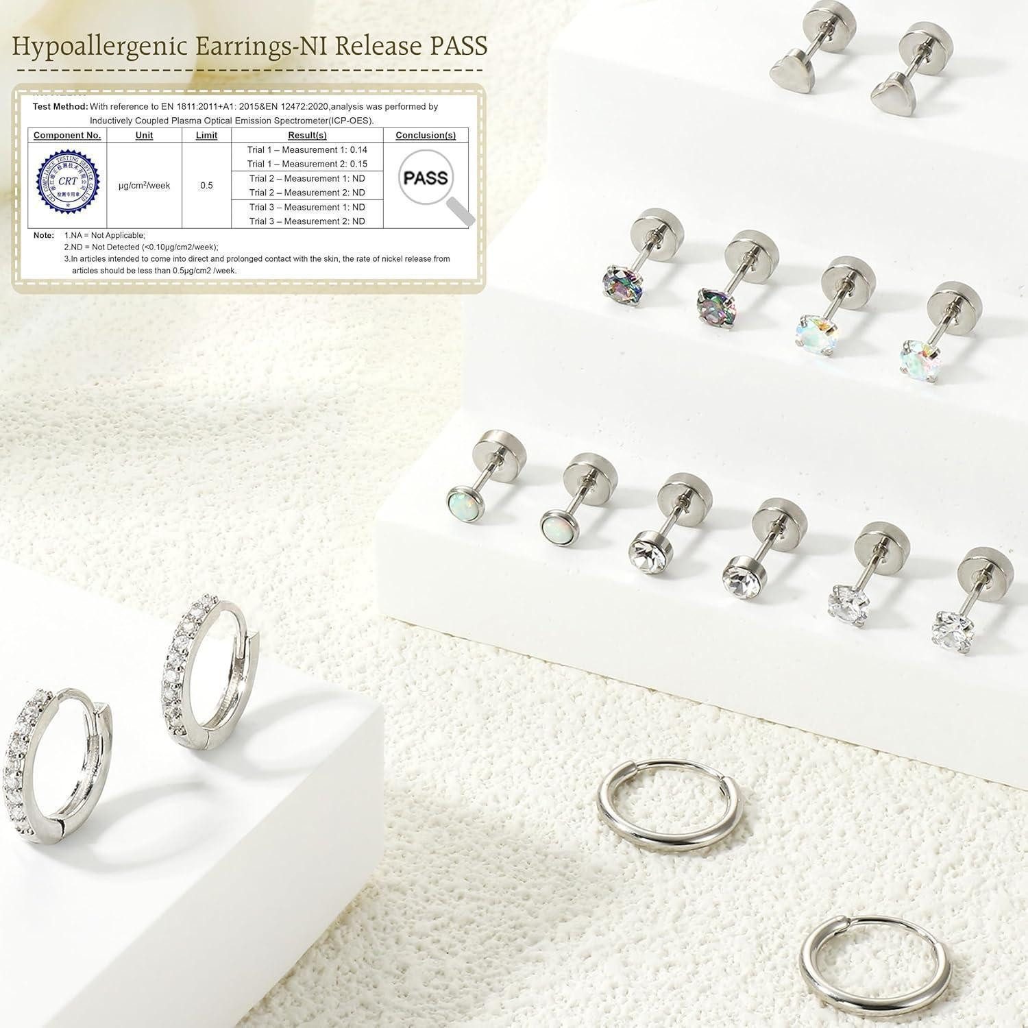 LuxusKollektion Ohrring-Set 12 Paar Silber/Gold Ohrringe Set Damen Herren Zirkonia Opal Creolen