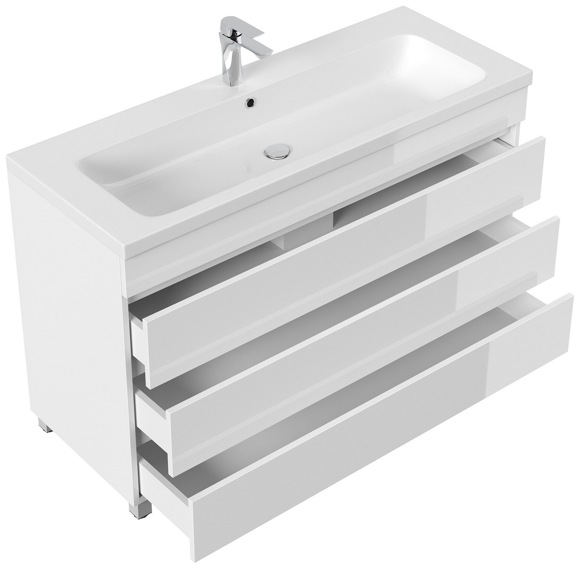 Posseik Badmöbel-Set Stand-Badmöbel Waschplatz "Fellini 120" weiß Hochglanz