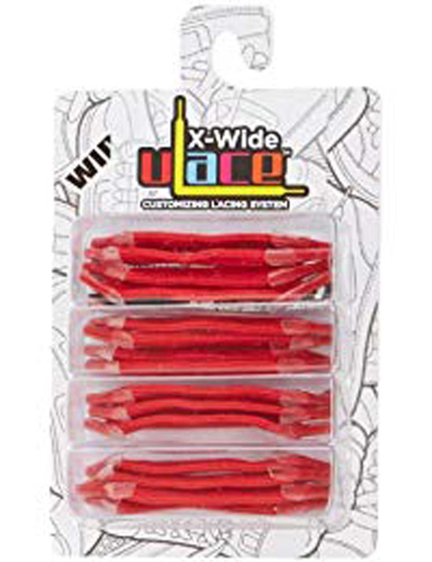 U-Laces Schnürsenkel X-Wide Fatties 16 Stück - elastische Schnürsenkel mit Wiederhaken Scarlet