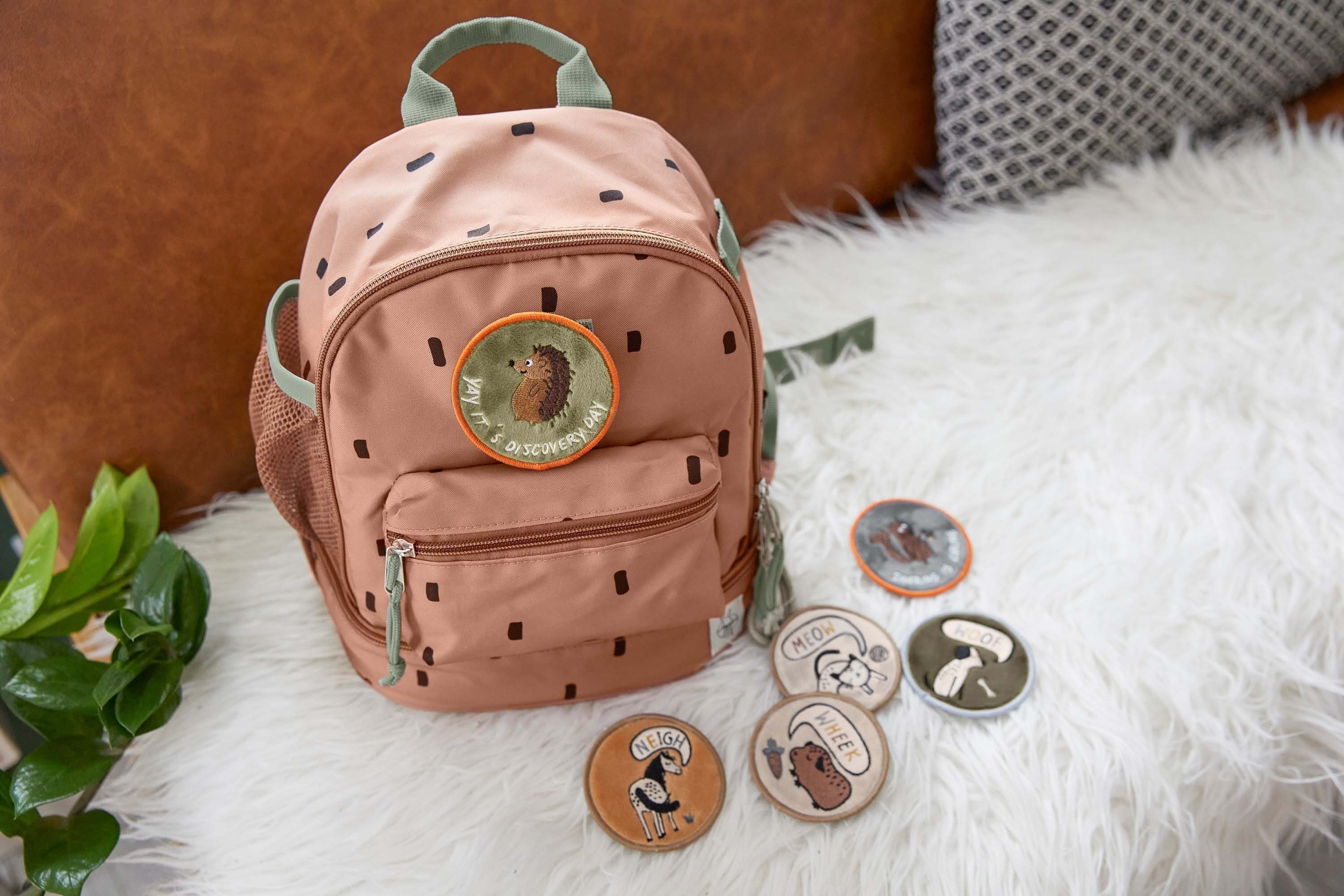 Mini Backpack, LÄSSIG Kinderrucksack Happy Caramel Prints,