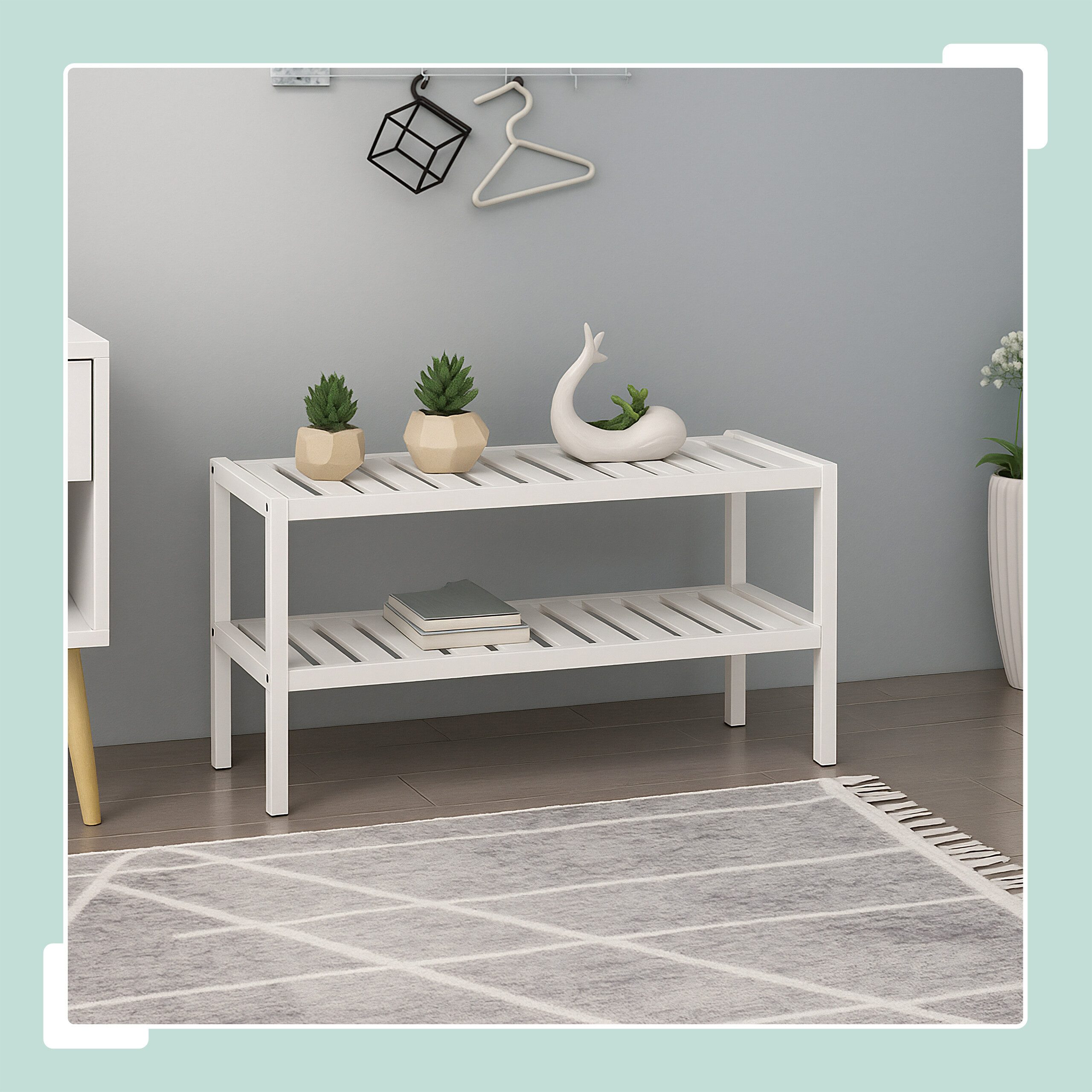 relaxdays Schuhregal aus Bambus, weiß günstig online kaufen