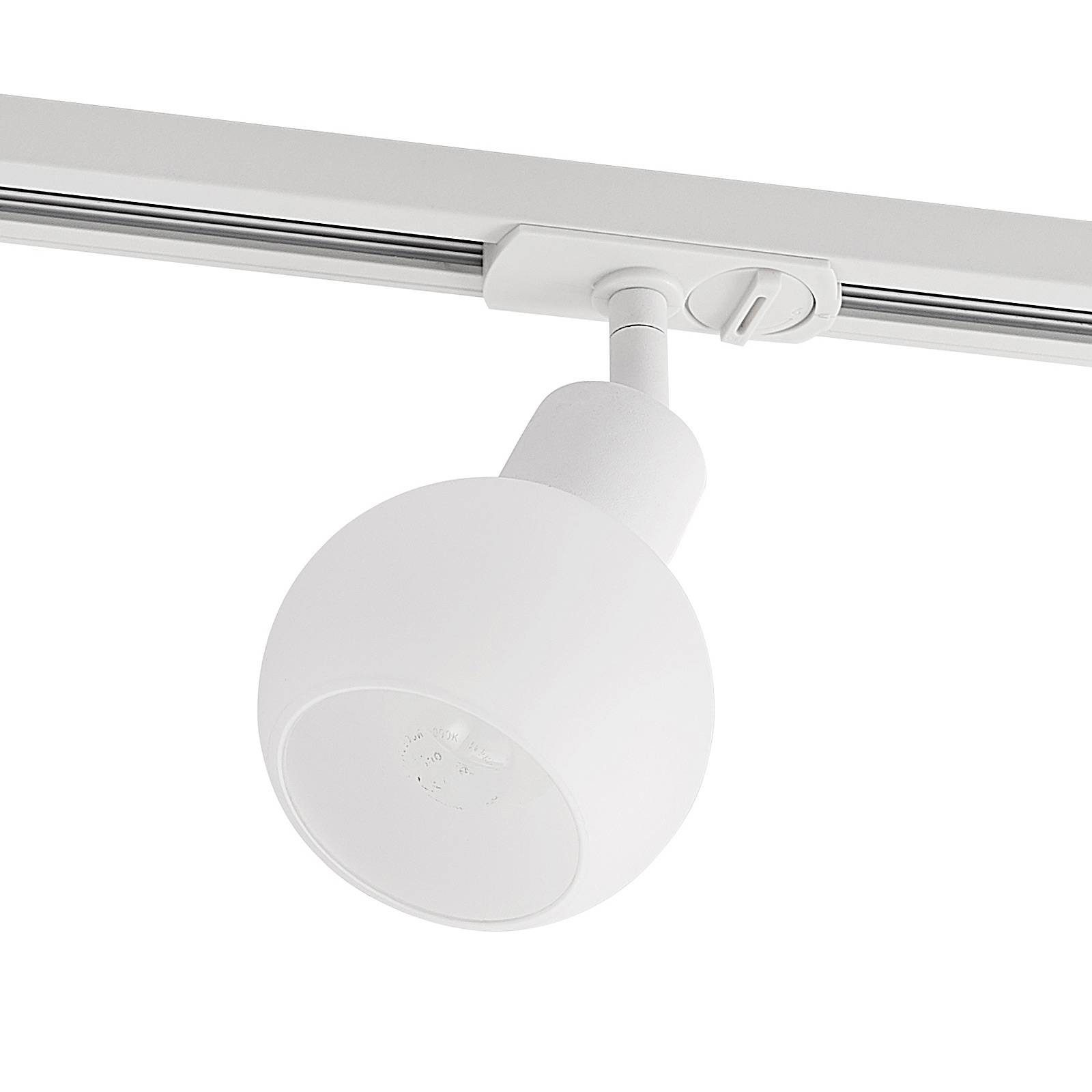 Lindby Schienensystem-Leuchten Linaro, 10 cm, Modern, Metall, Glas, weiß, 1 flammig, E14, 1-Phasen Stromschiene