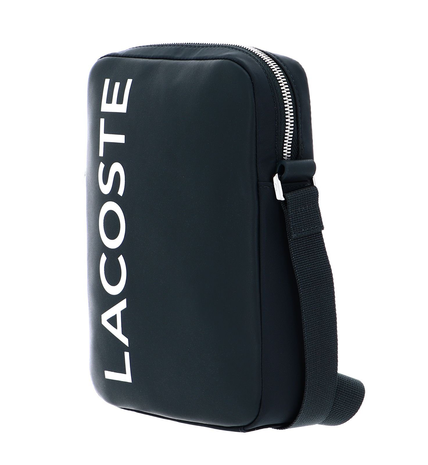 LACOSTE L.12.12 Cuir Casual XS Vertical Camera Bag Umhängetasche Tasche Black 