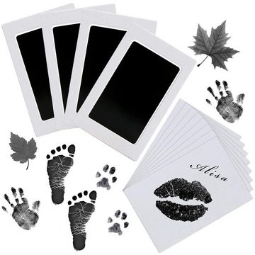 NUODWELL Bilderrahmen Baby Handabdruck und Fußabdruck,4 Stück Baby Abdruckset,Pfotenabdruck, (4 St)