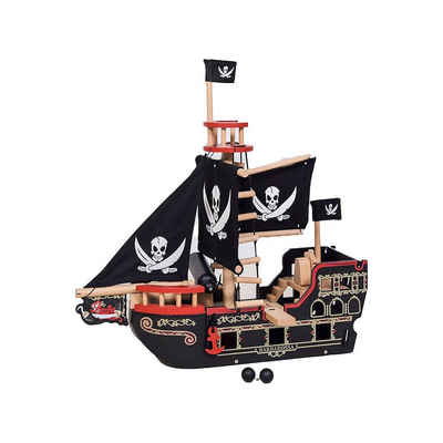 LeNoSa Spielzeug-Schiff Spielwelt Pirat • Barbarossa Piratenschiff • Holzspielzeug für Kinder