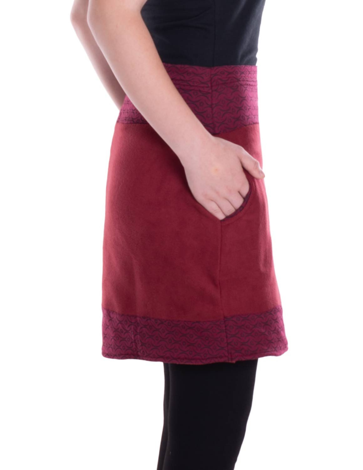 Vishes A-Linien-Rock Thermorock warmer Damen Winterrock kurz Taschenrock aus ECO-Fleece Hippie, Retro, Style, Alternative Bekleidung