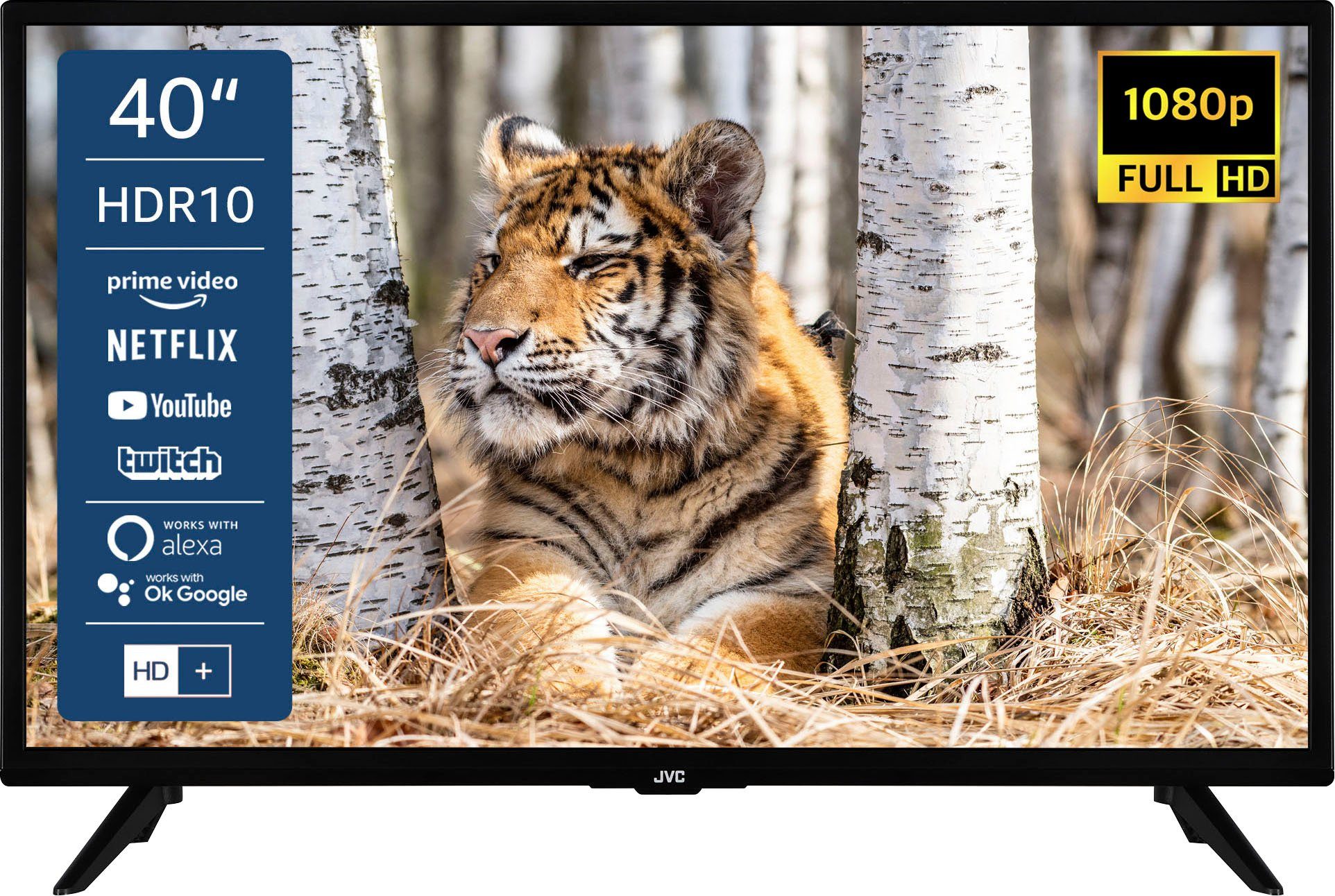 JVC LT-40VF3055 LCD-LED Fernseher (102 cm/40 Zoll, Full HD, Smart TV, HDR,  Triple-Tuner - 6 Monate HD+ inklusive)