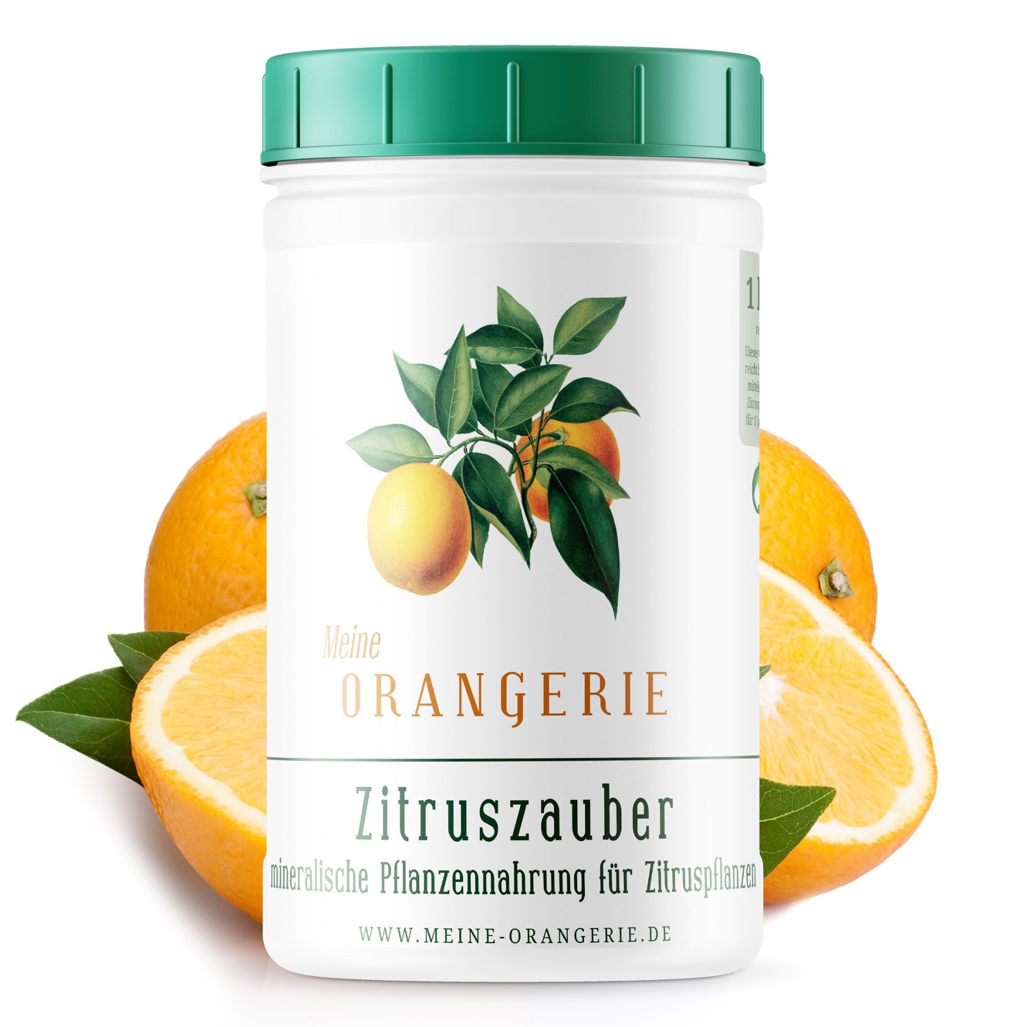 Meine Orangerie Spezialdünger Premium Pflanzendünger für alle Zitruspflanzen, Dose, 1-St., hochwirksamer Zitrusdünger mit Chelat-Eisen, fördert intensives Blattgrün & aromatische Früchte