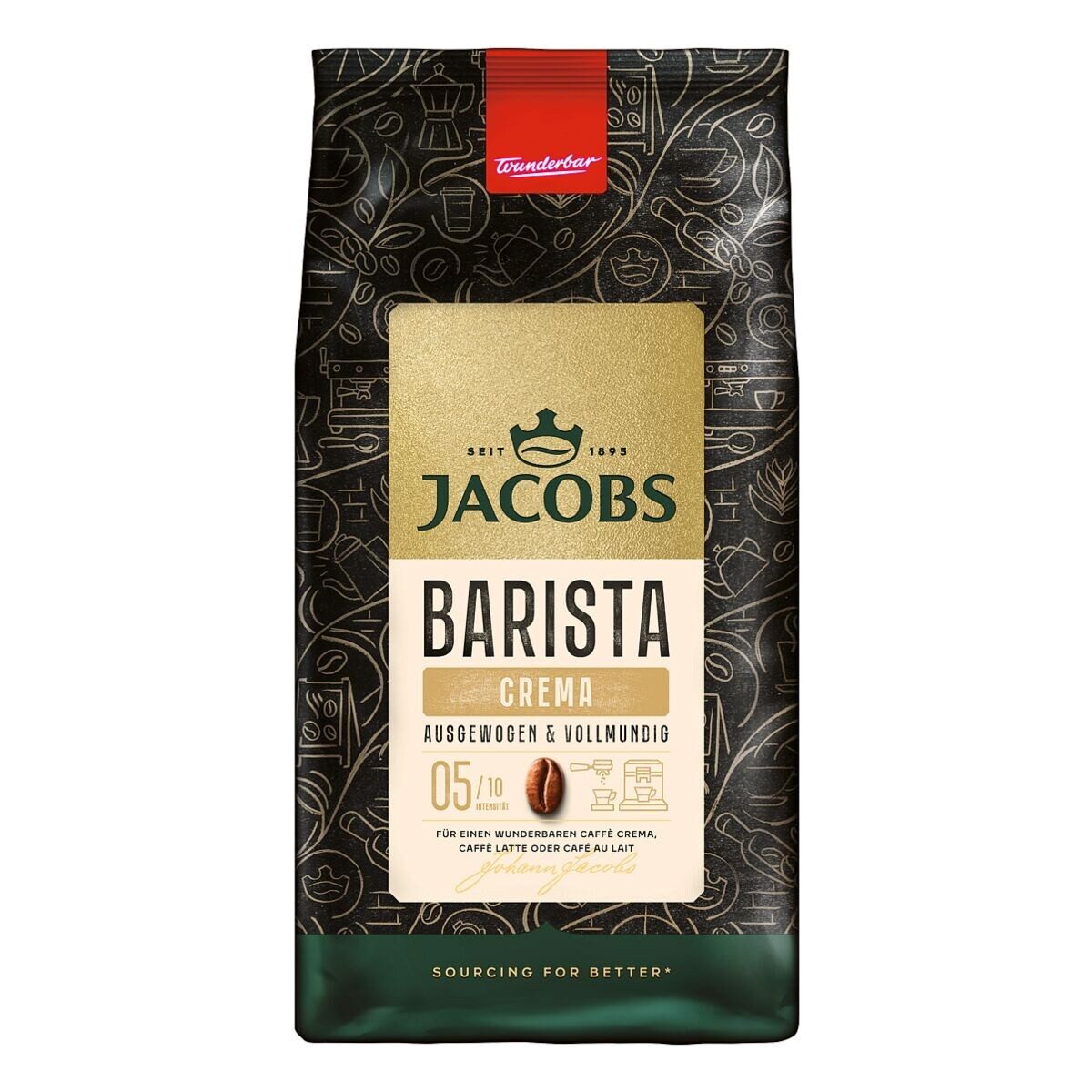 JACOBS Kaffee Barista Crema, 1000 g, ganze Bohnen