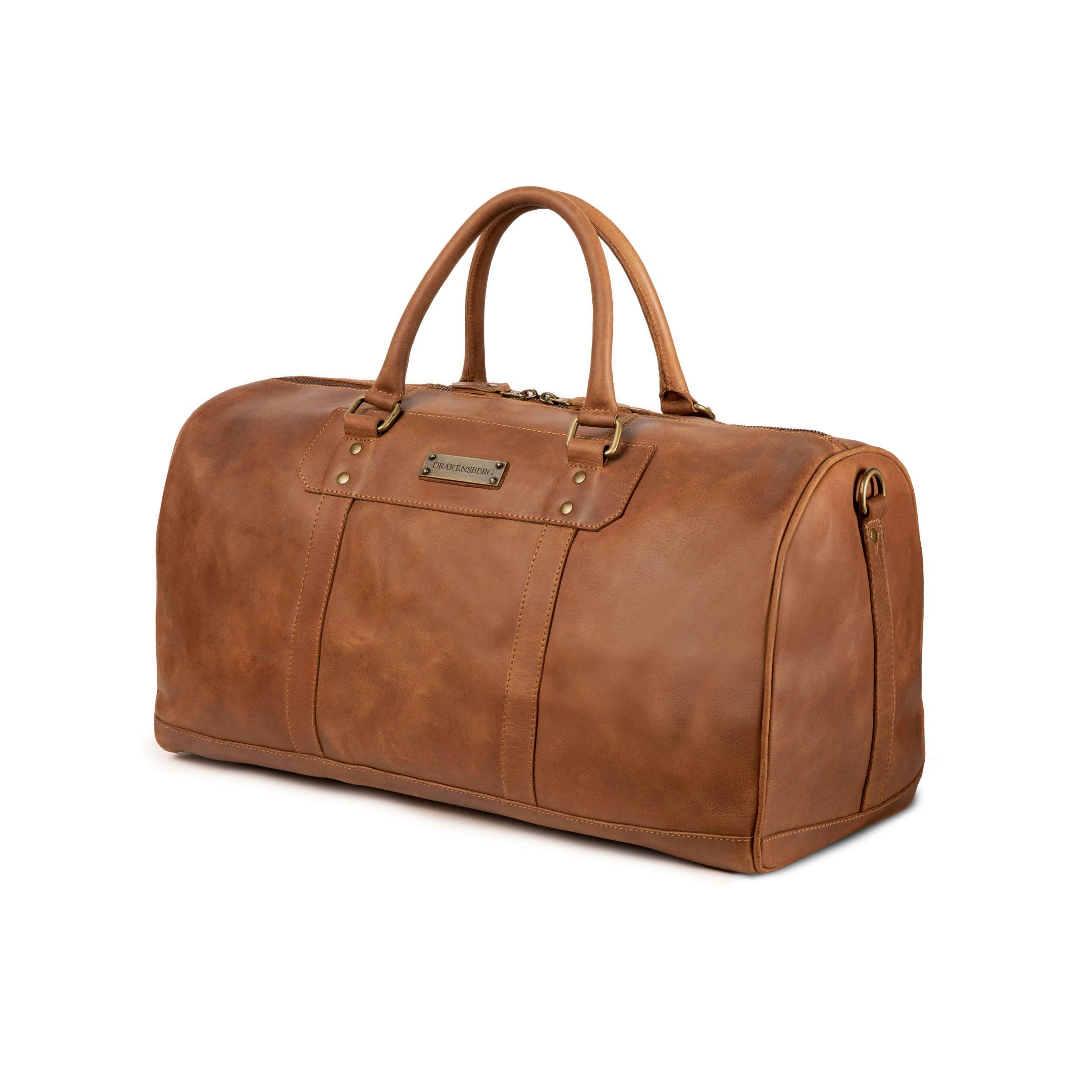 DRAKENSBERG Reisetasche Weekender »John« Zimt-Braun, aus Premium Leder für Damen und Herren, elegant und modern